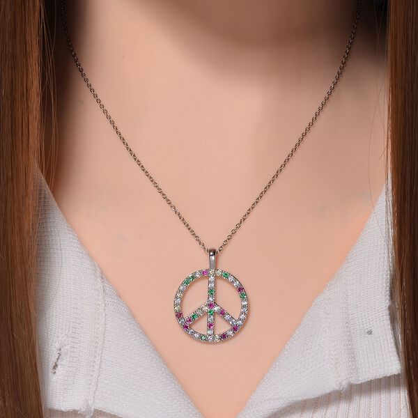 Mehrfarbiger Zirkonia Halskette ca. 50 cm Messing image number 2