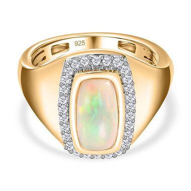 Natürlicher, äthiopischer Welo Opal und Zirkon-Ring - 1,31 ct.