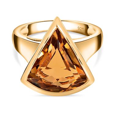 Citrin Ring, 925 Silber Gelbgold Vermeil, (Größe 17.00) ca. 5.59 ct
