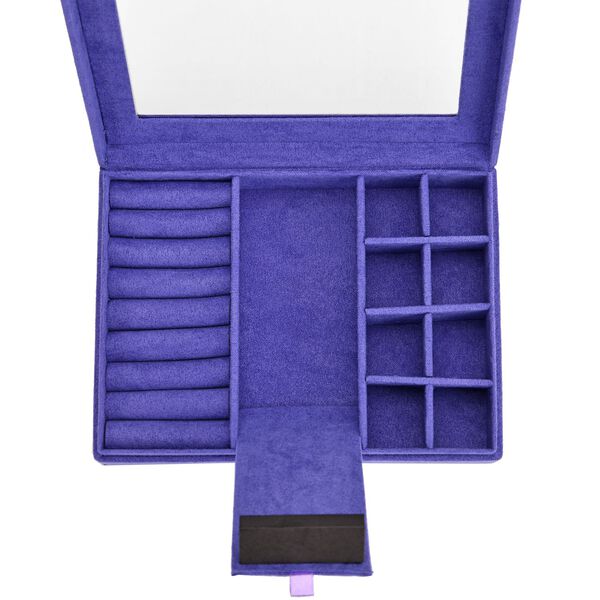 Samt Schmuckbox mit 5 Silberputzt&uuml;chern, 20x15x5cm, Lila image number 6