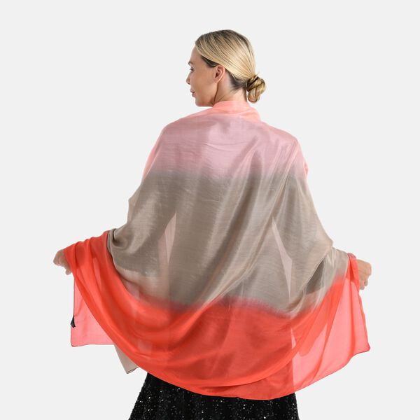  LA MAREY signature 100% silk scarf108*110cmweight:40gcolor:brown and redMaterial:100% Mulberry silk image number 2