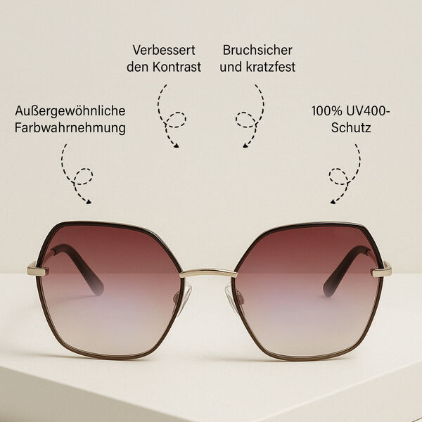 Sole und Luce - Swiss Eyewear - Transparente Polarisierende Sonnenbrille mit Farbverlauf in Braun-Rosa image number 2