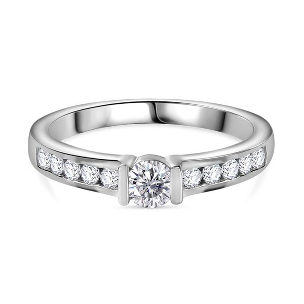 Moissanit Ring 925 Silber Gelbgold Vermeil ca. 0,52 ct