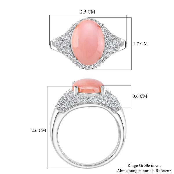 D'Joy Nat&uuml;rlicher Rosa K&ouml;nigsmuschel Perle, Wei&szlig;er Zirkon Ring 925 Silber rhodiniert (Gr&ouml;&szlig;e 16.00) image number 5