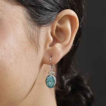 Sleeping Beauty Matrix T&uuml;rkis Ohrringe 950 Kupfer ca. 9.20 ct