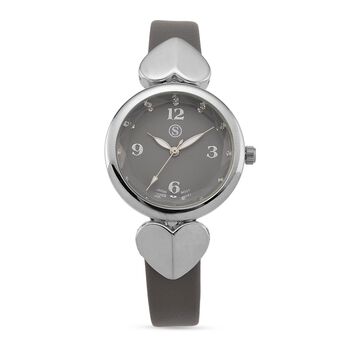 STRADA Uhr mit PC21S Japan-Uhrwerk, Edelstahl-Mesh-Armband, Graufarben mit Kristallzifferblatt,, Grau