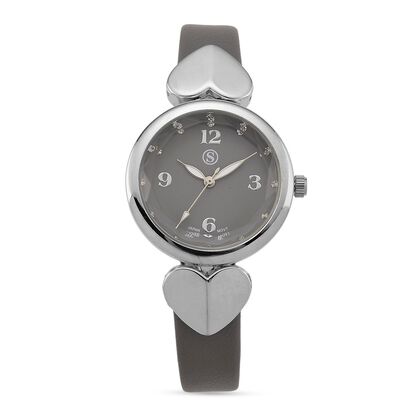 STRADA Uhr mit PC21S Japan-Uhrwerk, Edelstahl-Mesh-Armband, Graufarben mit Kristallzifferblatt,, Grau