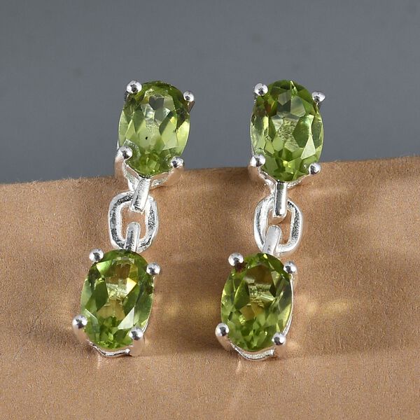 Gr&uuml;ne Peridot-Ohrh&auml;nger, 925 Silber ca. 1,99 ct&nbsp; image number 2