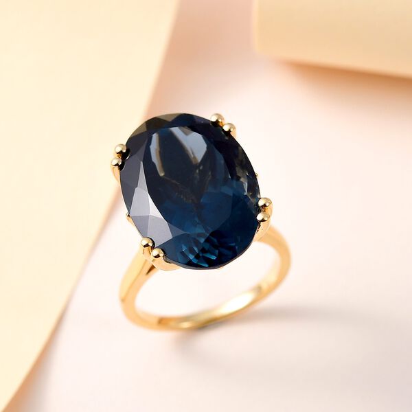 AAA London Blau Topas Ring 925 Silber Gelbgold Vermeil (Gr&ouml;&szlig;e 17.00) ca. 22.63 ct image number 2