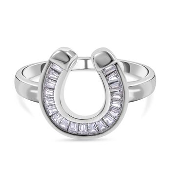 Lustro Stella - Wei&szlig;er Zirkonia Ring, 925 Silber platiniert (Gr&ouml;&szlig;e 16.00) ca. 0.72 ct
