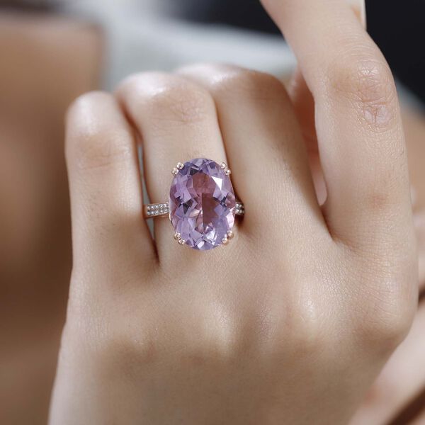 Rose De France Amethyst und Zirkon Cocktail Ring - 12,13 ct. image number 3