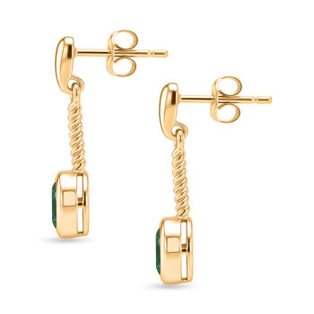 D'Joy Smaragd-Quarz Triplette Ohrringe 925 Silber 750 Gelb Vergoldet ca. 1,13 ct.