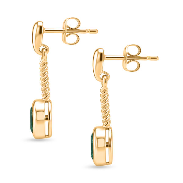 D'Joy Smaragd-Quarz Triplette Ohrringe 925 Silber 750 Gelb Vergoldet ca. 1,13 ct. image number 3