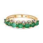 Kagem Sambischer Smaragd, weißer Zirkon Ring, 925 Silber Gelbgold Vermeil, (Größe 17.00) ca. 1.16 ct