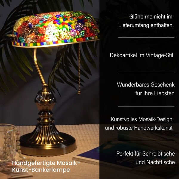 Mosaik Tischlampe, gr&uuml;n/rot image number 4