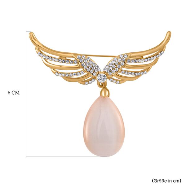 Weiße Katzenaugen, Weiße Kristall Brosche image number 5