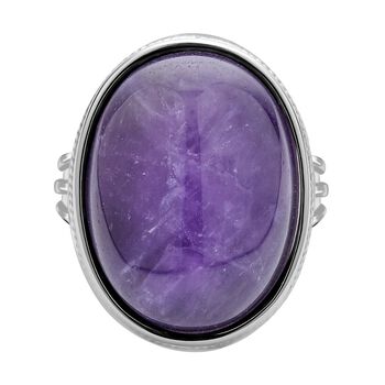 Lila Amethyst Ring, Edelstahl (Gr&ouml;&szlig;e 16.00) ca. 25,00 ct