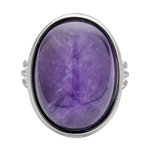 Cabochon Amethyst Ring, Edelstahl, ca. 25,00 ct image number 0