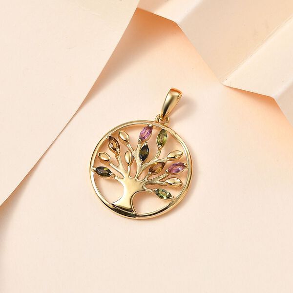 AA Mehrfarbig-Turmalin Anh&auml;nger 925 Silber vergoldet ca. 0,67 ct. image number 2