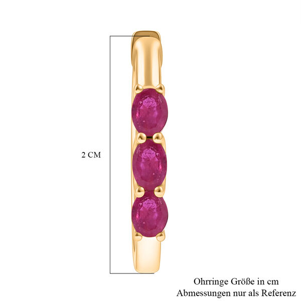 D'Joy AA Afrikanischer Rubin (Fissure gef&uuml;llt) Ohrringe 925 Silber 750 Gelb Vergoldet ca. 1,64 ct. image number 5