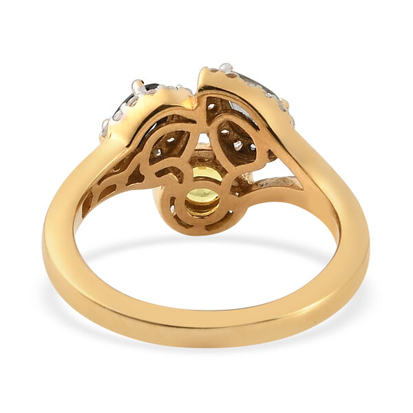 Mehrfarbiger Saphir und Zirkon-Ring, 925 Silber vergoldet  ca. 1,39 ct image number 6