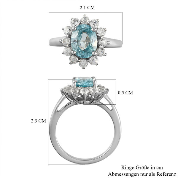 Blauer und Weißer Zirkon Ring 925 Silber platiniert image number 7