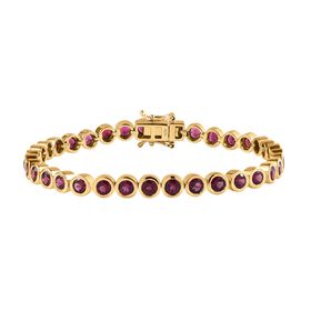 Rhodolith Granat Armband, ca. 20 cm, 925 Silber Gelbgold Vermeil, ca. 10.85 ct