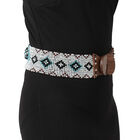 Handgefertigter, dehnbarer Perlengürtel mit Holzschnalle im Santa-Fe Stil, geometrisches Muster, Schwarz/weiß/braun image number 2