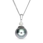 Tahiti Perle und Zirkon-Anhänger mit Kette, (10-11 mm) image number 0