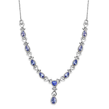 Tansanit Collier, ca. 45 cm, 925 Silber platiniert ca. 2.33 ct