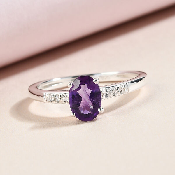 Afrikanischer Amethyst und Zirkon-Ring, 925 Silber  ca. 0,77 ct image number 2