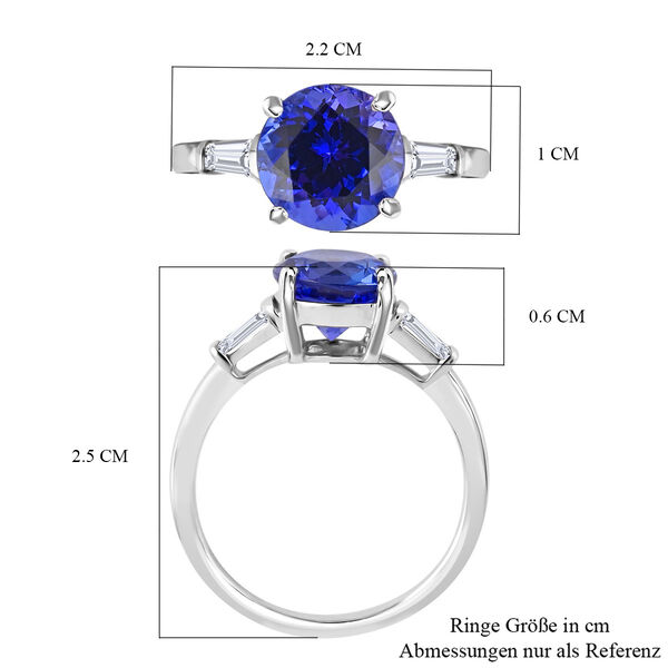 RHAPSODY zertifiziert und gepr&uuml;ft AAAA Tansanit und Diamant Ring in 950 Platin - 2,21 ct. image number 4