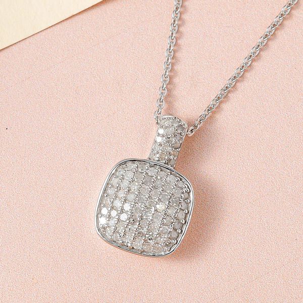 Wei&szlig;er Diamant Anh&auml;nger mit Kette, 925 Silber platiniert, ca. 0.50 ct image number 2