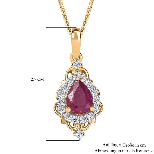 Afrikanischer Rubin und Zirkon Anhänger mit  45cm Kette - 2 ct. image number 6