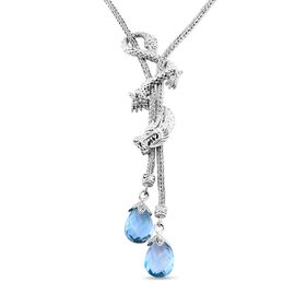 Blau Topas Halskette ca. 60 cm 925 Silber ca. 16,38 ct.