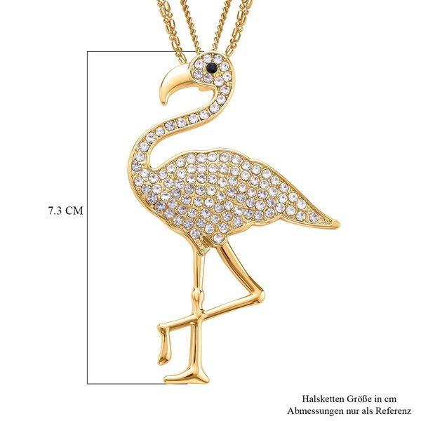 Schwarzer und wei&szlig;er Kristall-Flamingo-Anh&auml;nger mit Kette - 3,10 ct. image number 5