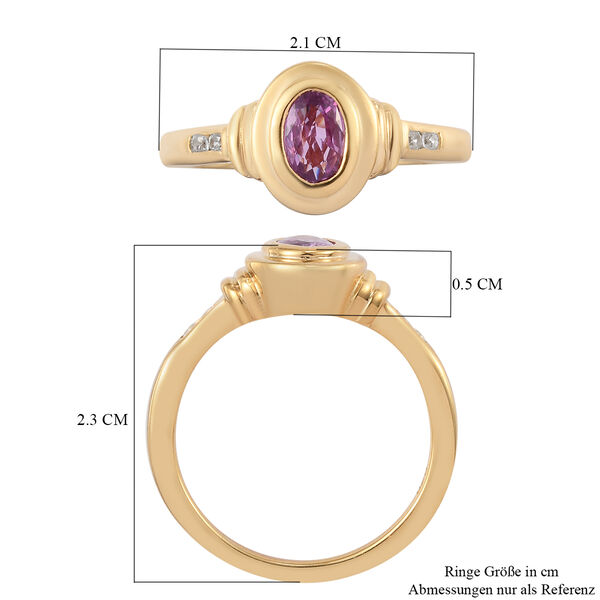 Rosa Saphir und Zirkon-Ring, 925 Silber vergoldet, 0,63 ct. image number 7