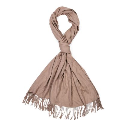 Eleganter Schal mit Fransen, 65x180 cm, Sandbeige