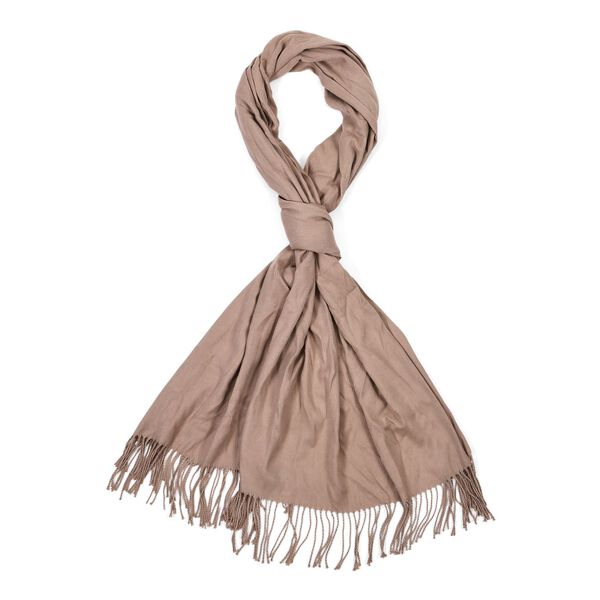 Eleganter Schal mit Fransen, 65x180cm, Sandbeige