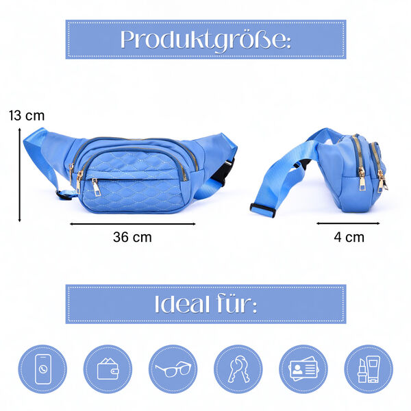 Nylon-Gürteltasche mit RFID-Schutz, 36x4x13cm, Blau image number 5