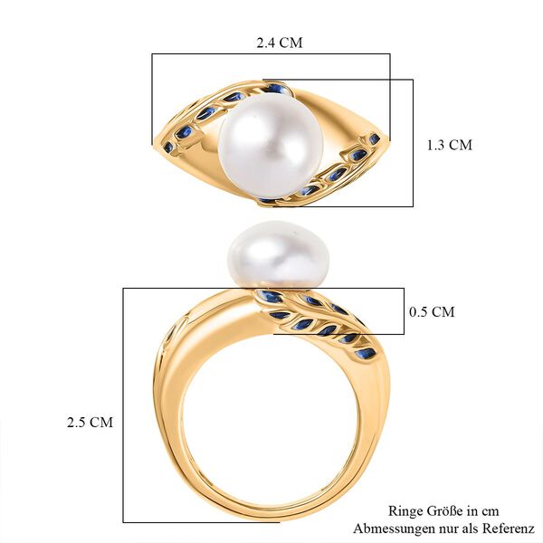 D'Joy S&uuml;&szlig;wasser Perle (10-10.5 mm) Ring 925 Silber 750 Gelb Vergoldet (Gr&ouml;&szlig;e 21.00) image number 7