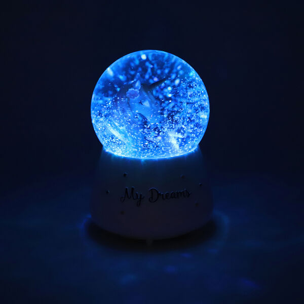 Schneekugel Musik und Licht, 15x10 cm, Mädchen und Einhorn image number 2