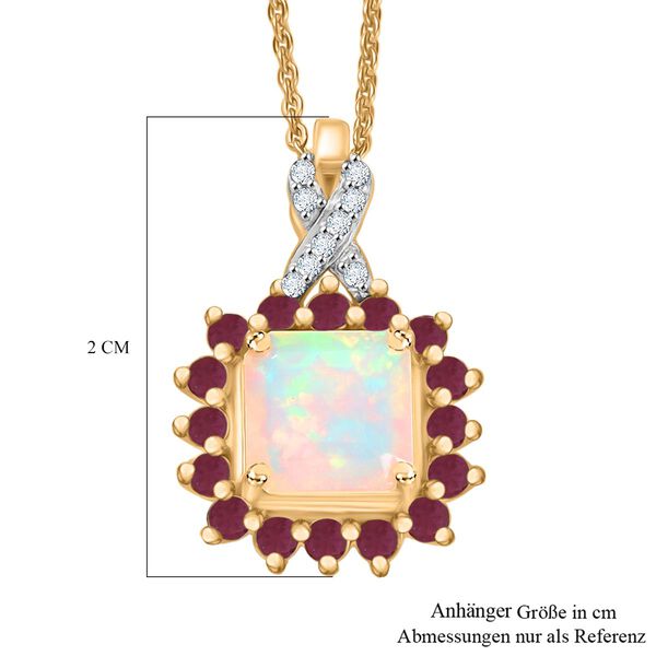 D'Joy Natürlicher, äthiopischer Welo Opal, Niassa Rubin und Moissanit Anhänger mit 50cm Kette - 1,63 ct. image number 6
