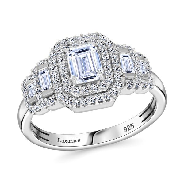 LUXURIANT SGL zertifizierter VS-EF Labor Diamant Ring, 925 Silber platiniert - 1 ct. image number 2