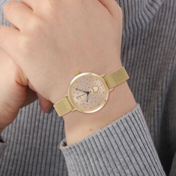 STRADA - Japanisches Uhrwerk, Wei&szlig;er Kristall, 8.5 cm 316L Edelstahl, goldfarben