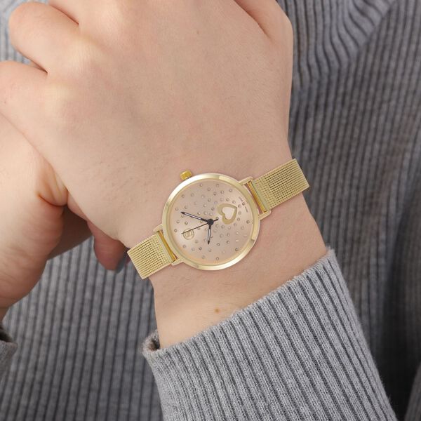 STRADA - Japanisches Uhrwerk, Weißer Kristall, 8.5 cm 316L Edelstahl, goldfarben image number 2