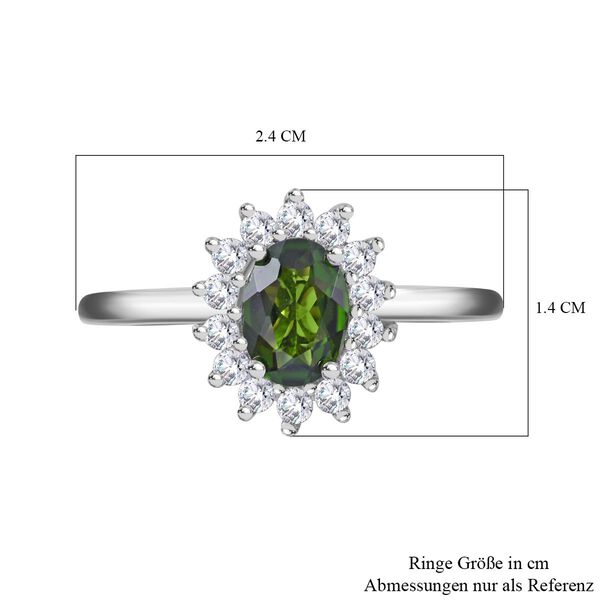 Natürlicher Chromdiopsid und Moissanit-Ring - 1,10 ct. image number 3