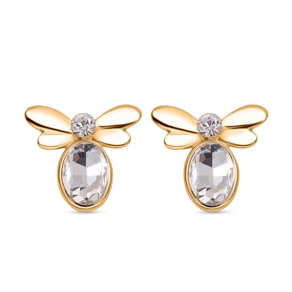 DESIGNER INSPIRIERT - 2er Set - Wei&szlig;er Kristall Armband (ca. 19 cm + 5 cm Extender) und Ohrringe, goldfarben image number 6