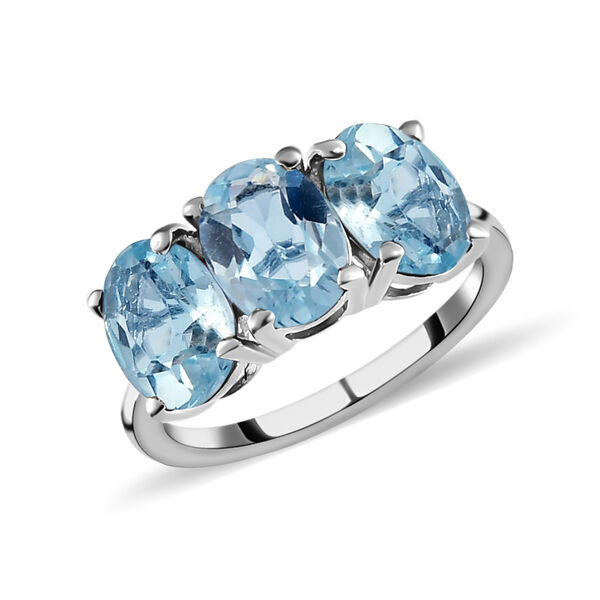 2er-Set himmelblauer Topas-Ring und Anh&auml;nger, 925 Silber platiniert, ca. 6,38 ct image number 5