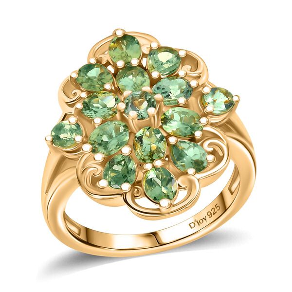 D'Joy Grüner Apatit Ring 925 Silber 750 Gelb Vergoldet (Größe 17.00) ca. 2,65 ct image number 3